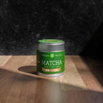 Matcha Green Tea Koshun Tin on  wood table