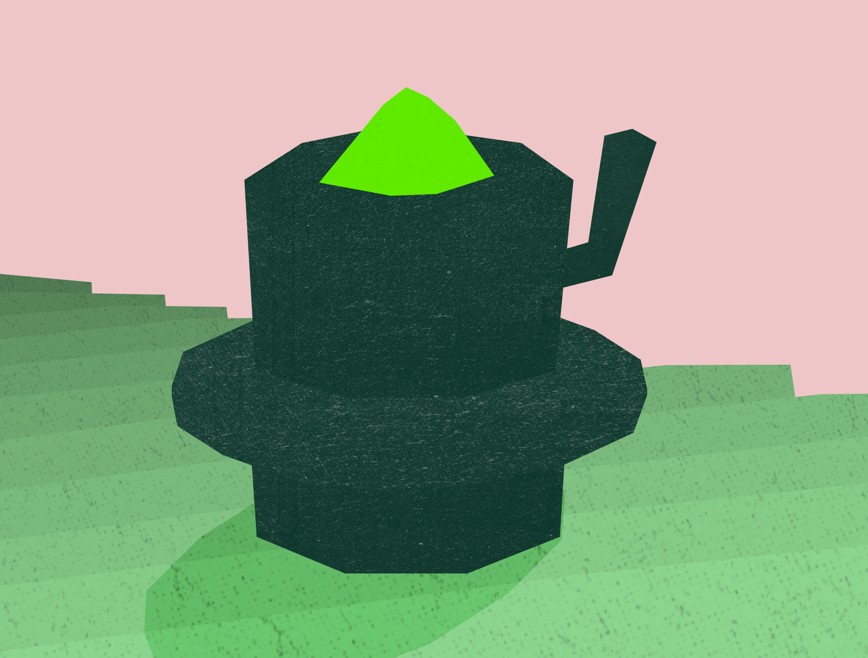 matcha stone mill illustration